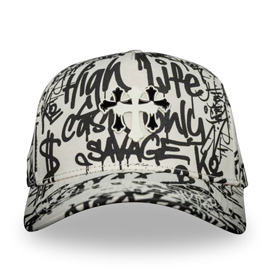 GORRA CASH ONLY CROSS GRAFFITI CURVE WHITE