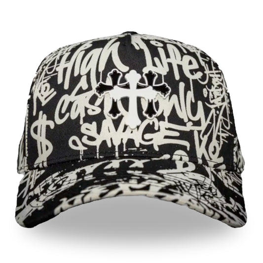 GORRA CASH ONLY CROSS GRAFFITI CURVE BLACK