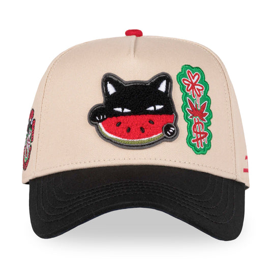 GORRA JC HATS WATERMELON CAT BEIGE BLACK