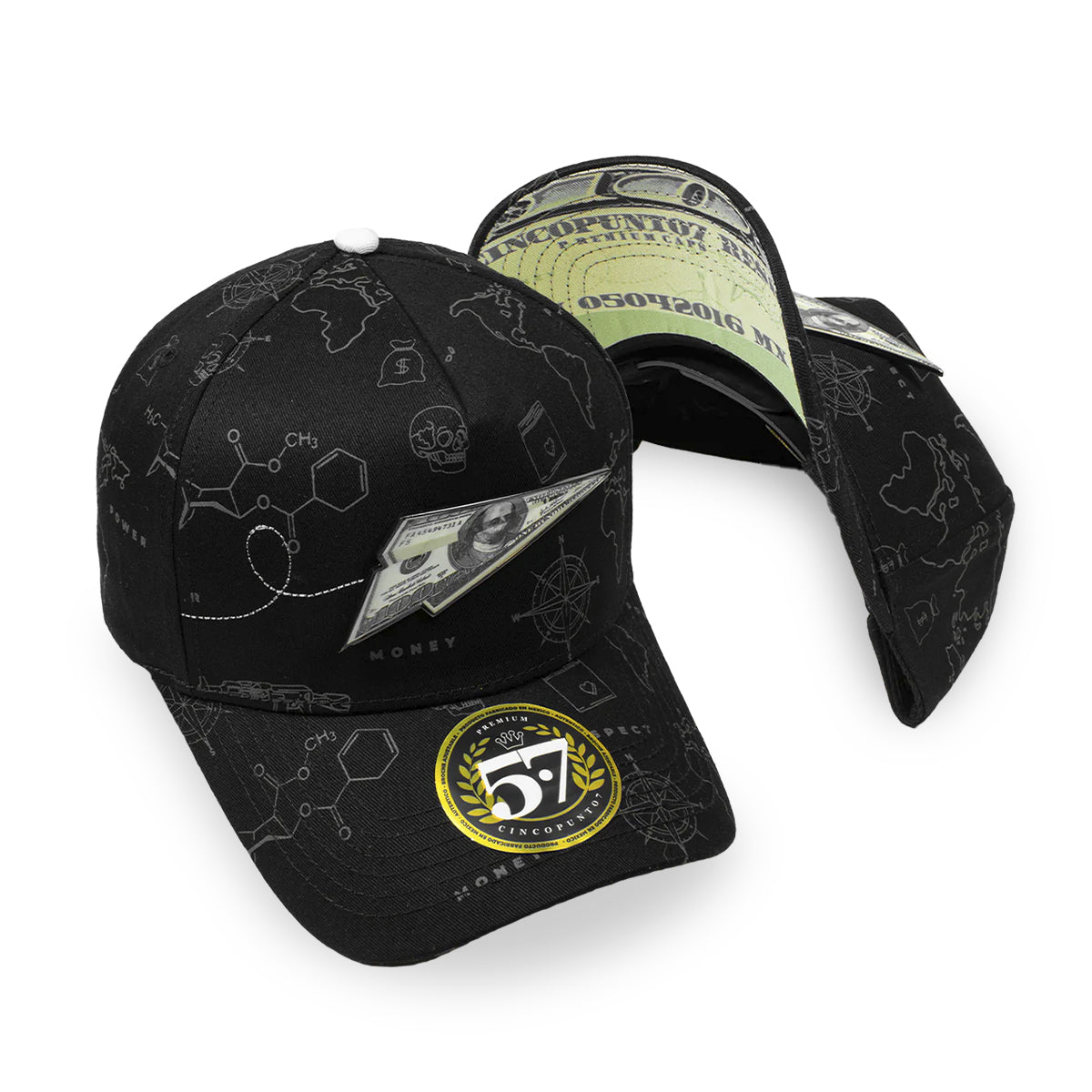 GORRA CINCOPUNTO7 PAPER PLANE FULL PRINT BLACK CURVA