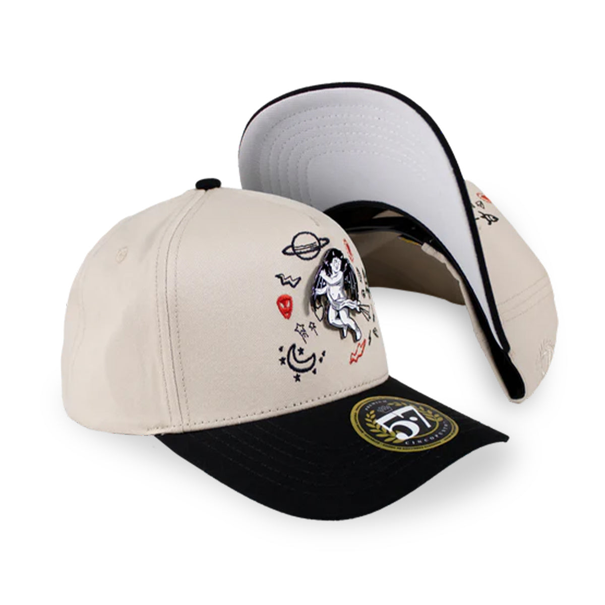 GORRA CINCOPUNTO7 FAKE LOVE ANGEL ELEMENTS BEIGE