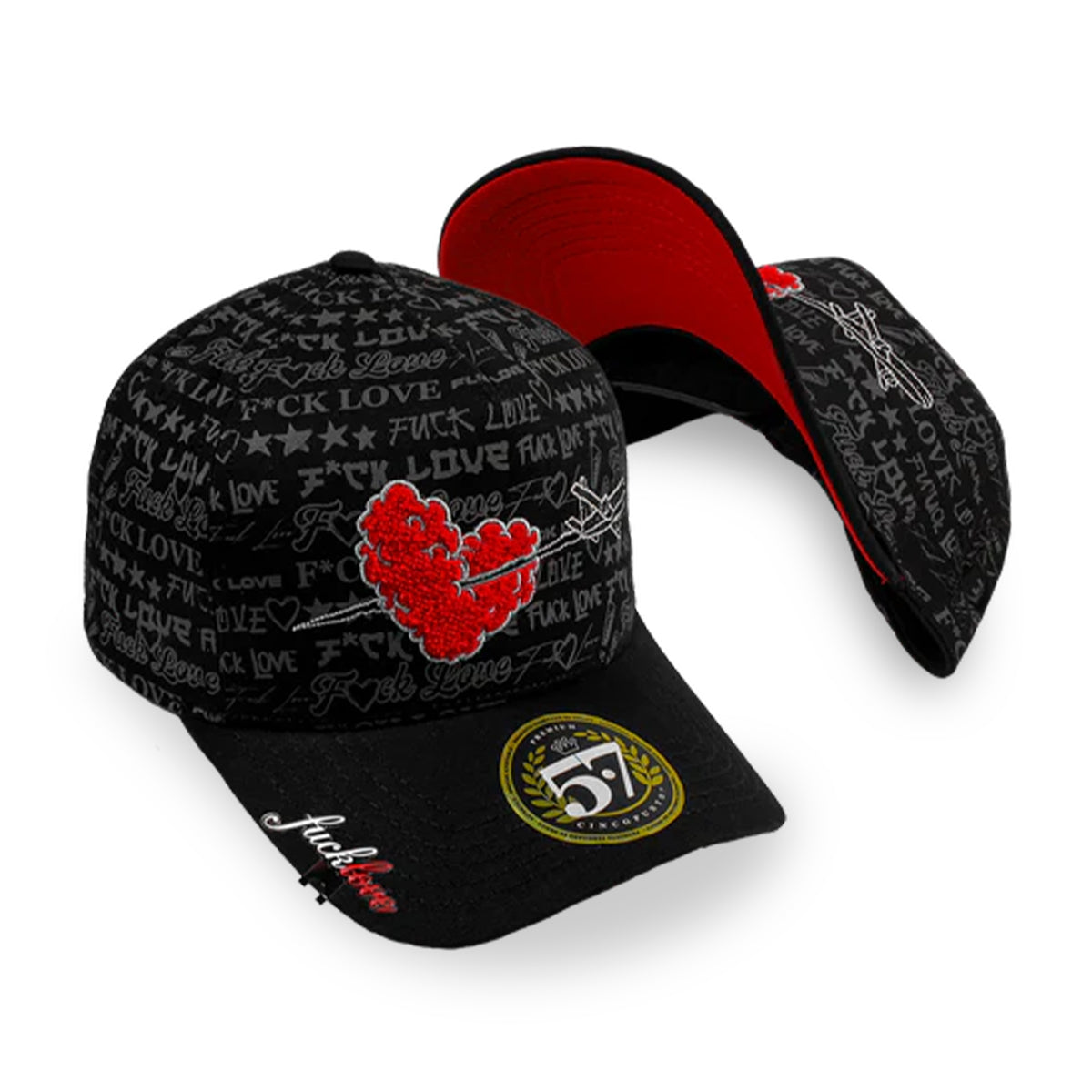 GORRA CINCOPUNTO7 FAKE LOVE FUCK LOVE AIRPLANE HEART BLACK