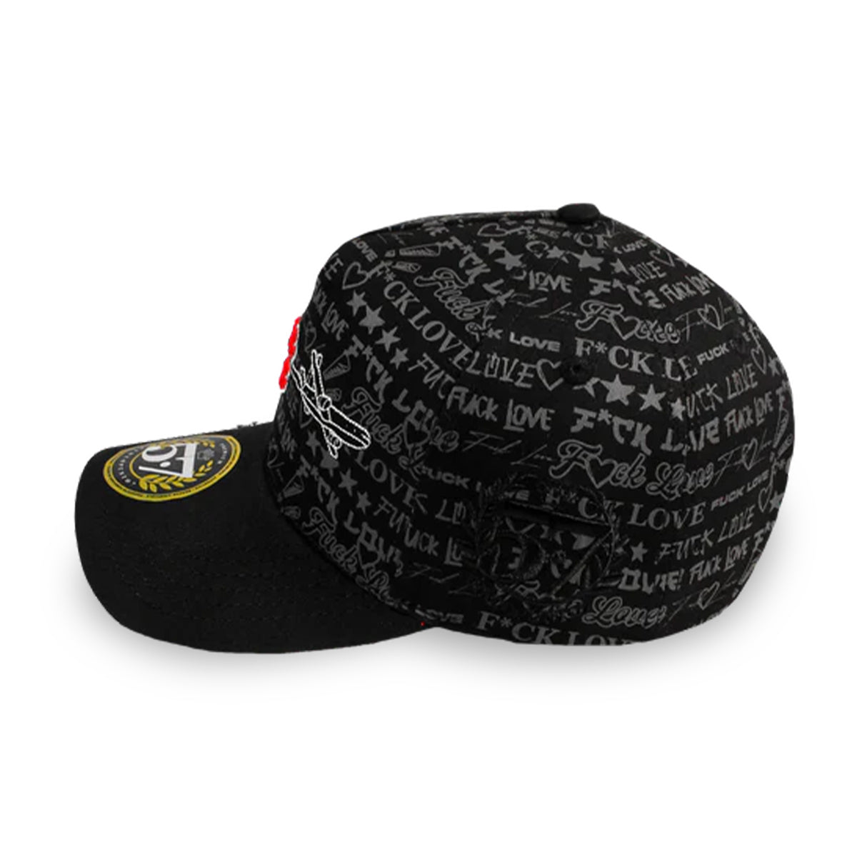 GORRA CINCOPUNTO7 FAKE LOVE FUCK LOVE AIRPLANE HEART BLACK