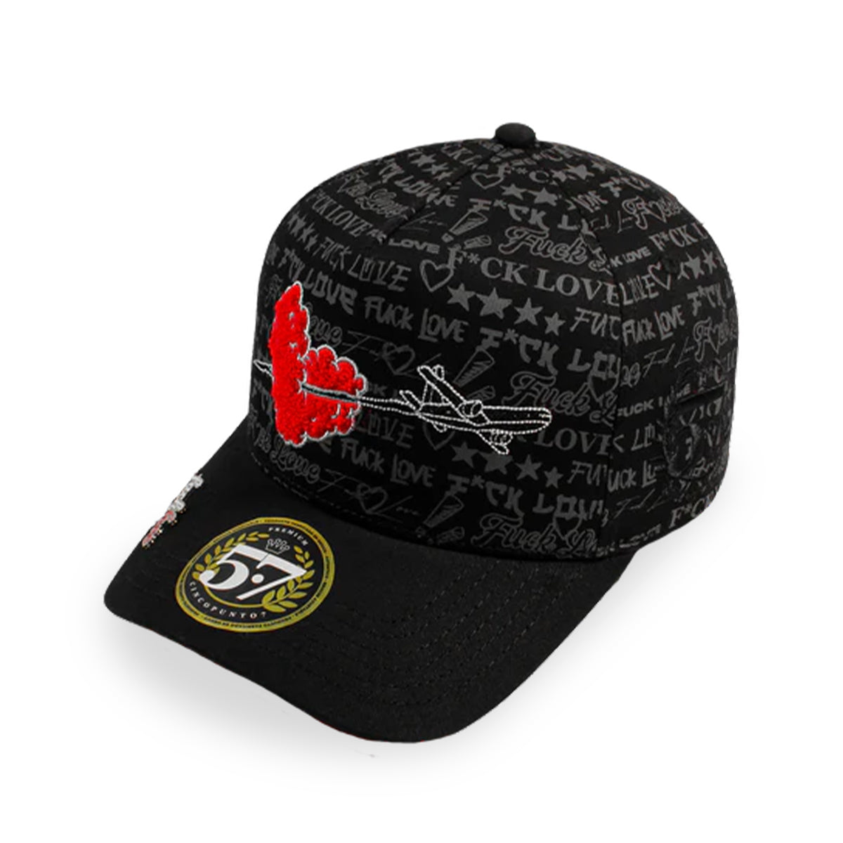 GORRA CINCOPUNTO7 FAKE LOVE FUCK LOVE AIRPLANE HEART BLACK